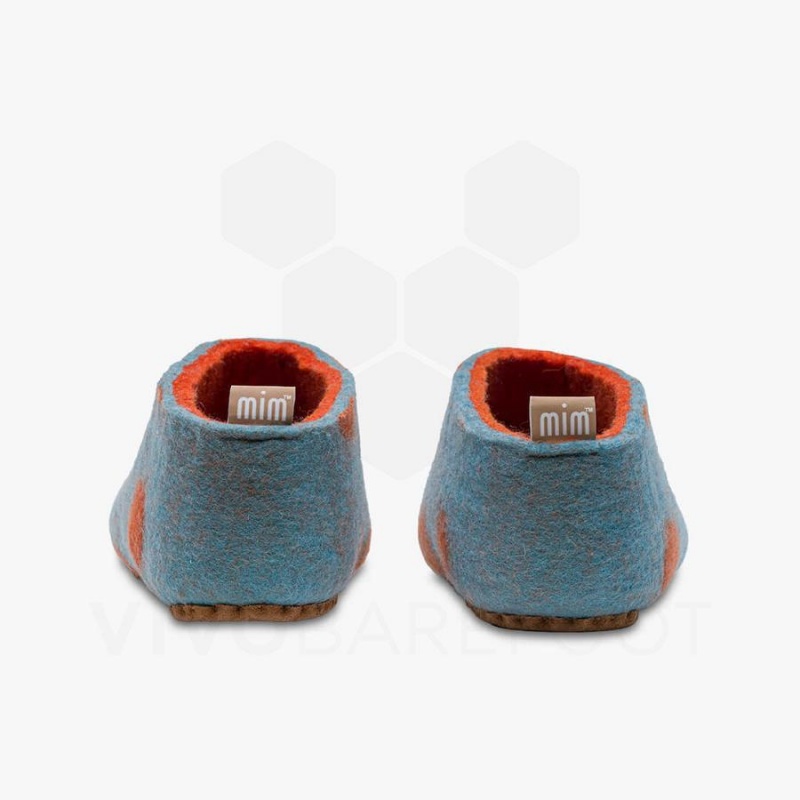 Vivobarefoot MIM Felt Kids' Slipper Light Turquoise Orange | SG007FU