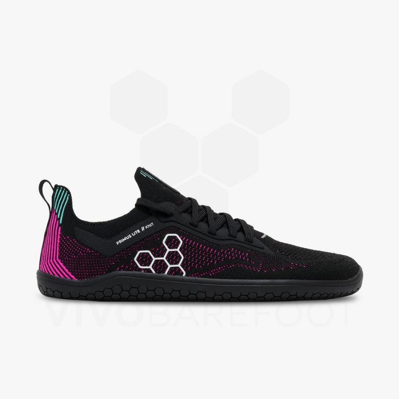 Vivobarefoot Primus Lite Knit Women\'s Road Running Shoes Obsidian / Pink | SG212IR